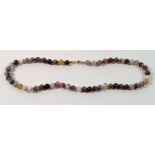 A Victoria James grey agate bead necklace with 9 carat gold clasp and original box