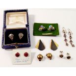 Four various pairs of silver earrings plus three other pairs of earrings