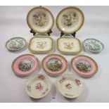 A Royal Worcester part dessert set, two 'Pekin' saucers, two floral painted creamware saucers and