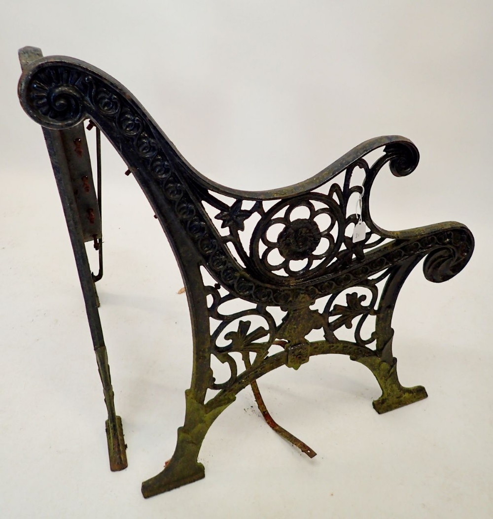 A pair of Victorian cast iron bench ends - Image 2 of 3