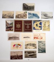 A collection of mainly military postcards - WWI and WWII, also silk RMS Ivernia, Lusitania