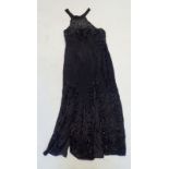 A Diane Freis black bead evening dress, size L