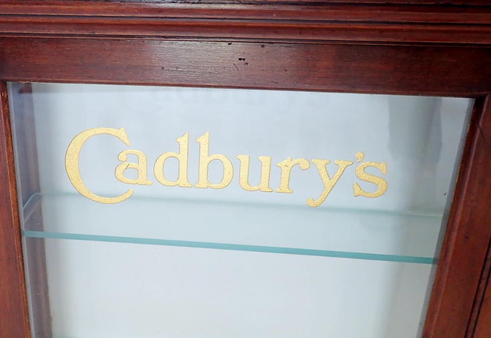 An Edwardian mahogany two door glazed Cadbury's Chocolate shop display cabinet with glass doors - Image 4 of 9