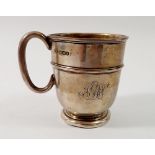 A silver christening mug engraved 'AGW' Sheffield 1960 by Viners, 111g