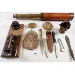 A group of collectables including Signalling Equipment Ltd, Morse Code machine, telescope etc.