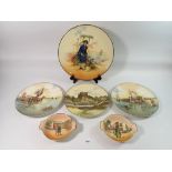 A Doulton Series Ware large plate, Long John Silver, 34cm, three others and two bowls