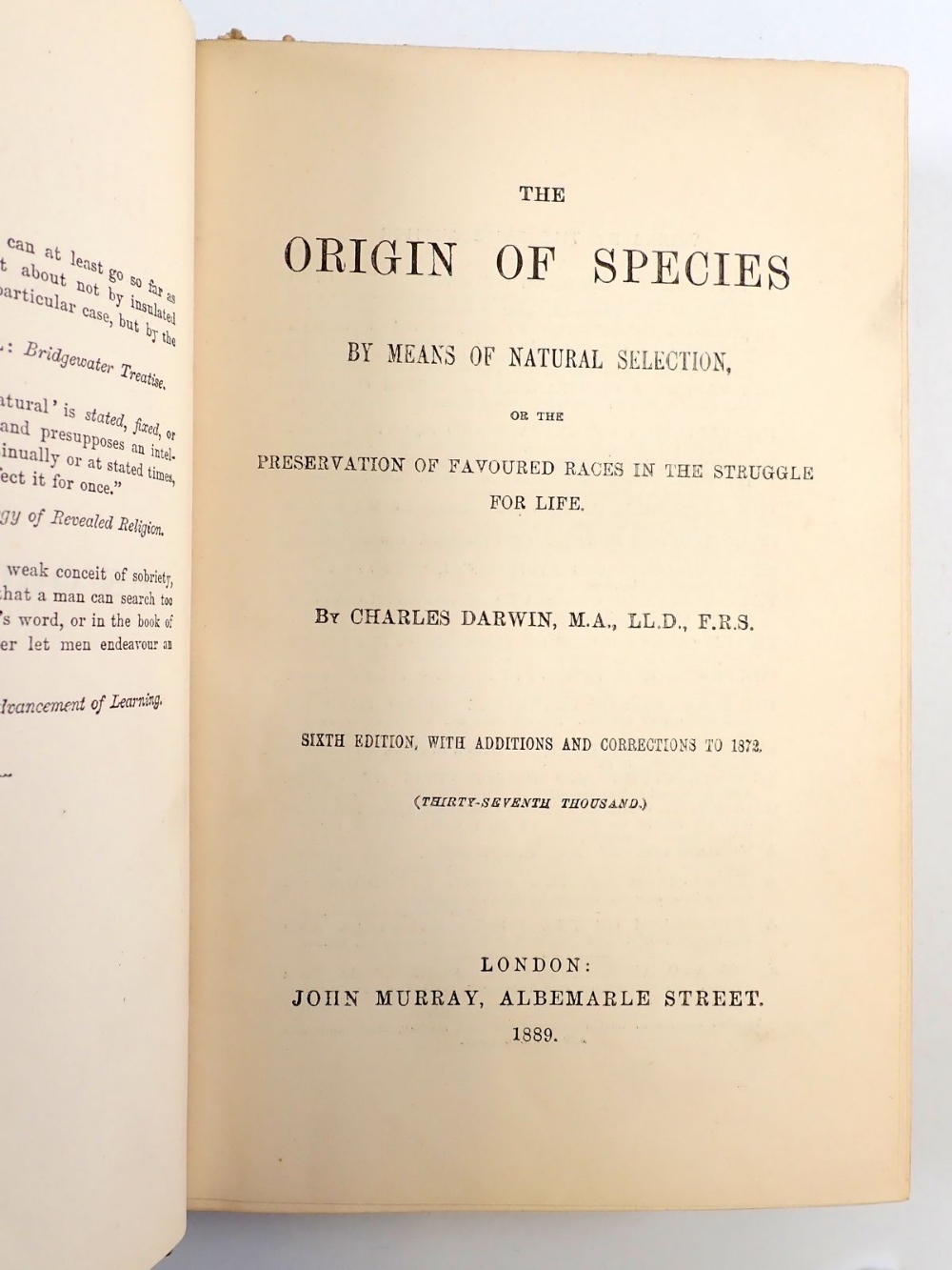 The Origin of the Species by Charles Darwin, sixth edition with additions and corrections to 1872 ( - Image 2 of 2
