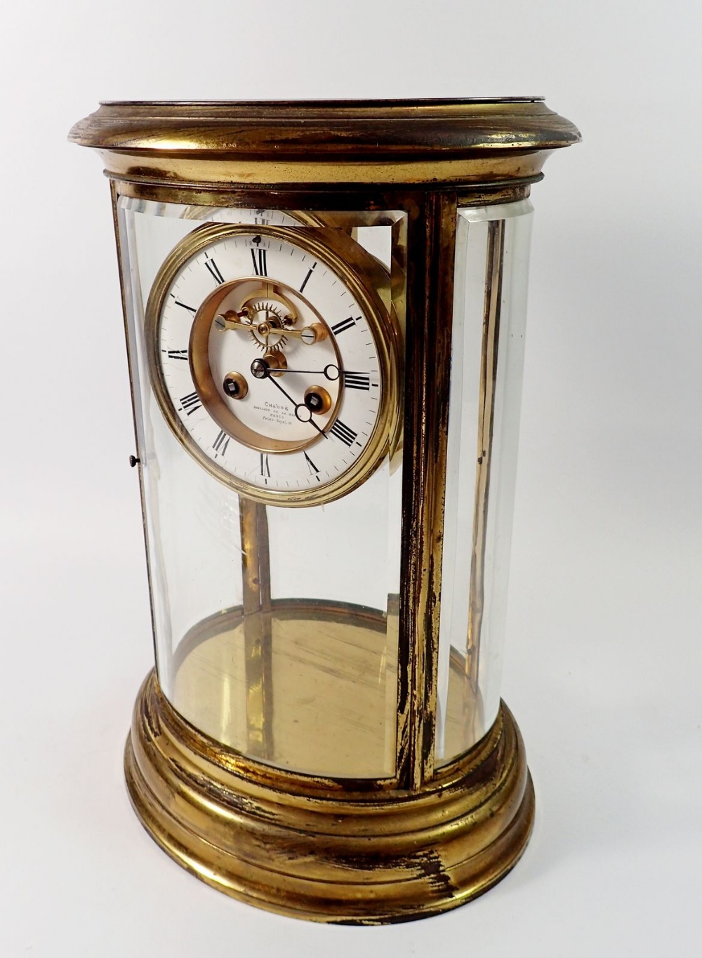 A fine 19th century French oval four glass mantel clock with mercury compensated pendulum by Chaude, - Image 5 of 5
