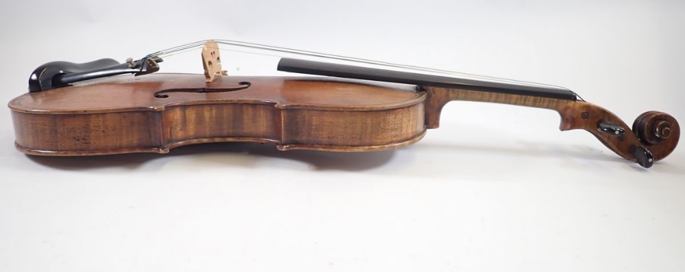 A 19th century Bohemian petite viola, 14 1/4" back and bow, cased - Image 5 of 14