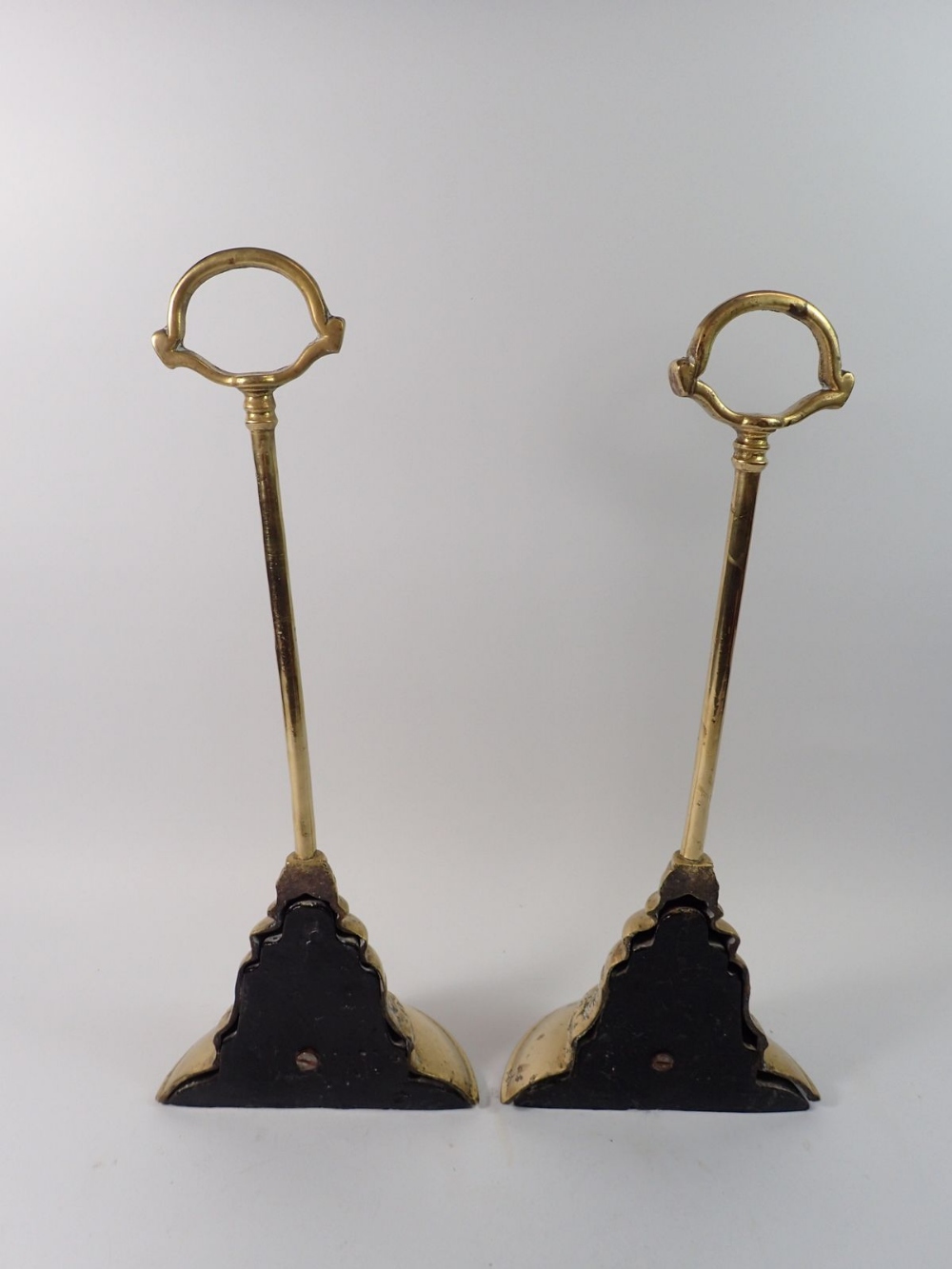 A pair of Georgian brass door stops or porters of bell form - Image 2 of 2
