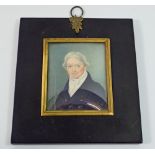 James Warren Childe (1780-1862) - watercolour miniature on ivory portrait of a gentleman in ebony