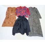 Two vintage dresses by Kriziamagwa and John Marks plus two silk tops