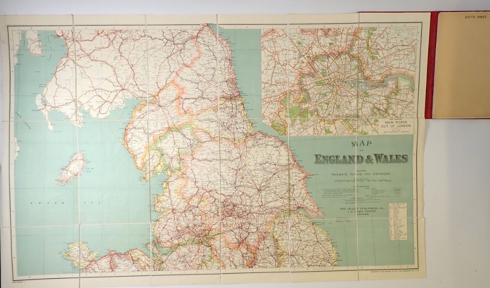 A large folding map of England and Wales across two sheets, North and South - Image 2 of 2