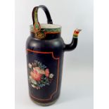 A modern Toleware floral painted jug 45cm tall including handle - no lid
