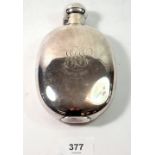 A Victorian silver plated spirit flask, 16cm