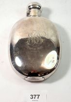 A Victorian silver plated spirit flask, 16cm