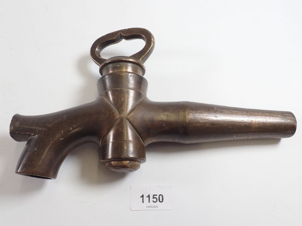 A 19th century brass barrel tap, stamped G Deem, Martineau & Smith, 25cm long - Bild 2 aus 5