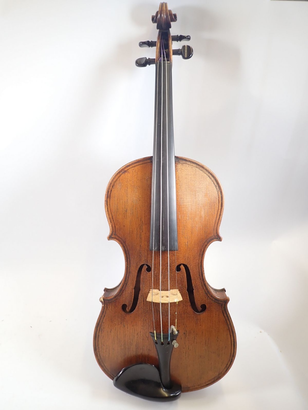 A 19th century Bohemian petite viola, 14 1/4" back and bow, cased - Image 2 of 14