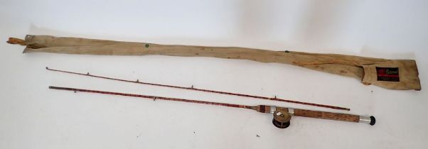 A Hamlin Maker Cheltenham fly fishing rod and brass reel by Allcock & Co