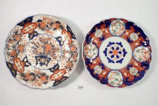 A 19th century Japanese Imari dish 'Lot 4 May 14 1896' label plus another, 22cm diameter