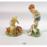 Two Royal Worcester Dorothy Doughty figures Woodland Dance 3076 and Young Farmer 3433, 16cm tall