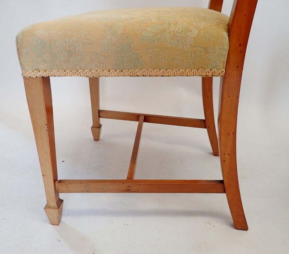 A pair of Edwardian satinwood slat back chairs on square tapered supports with spade feet - Image 2 of 2