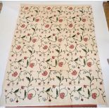 An early 20th century crewel work on linen throw 250x190cm