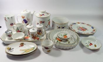 A group of Royal Worcester Evesham to include coffee pot, milk, sugar, rectangular serving dish,