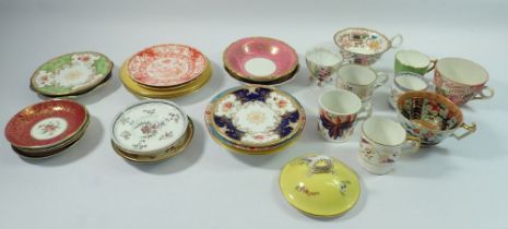 A collection of decorative odd tea cups and saucers