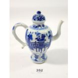 An 18th century Chinese blue and white wine pot, Kangxi period, 13cm tall