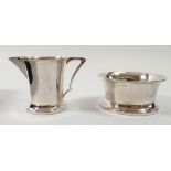 A vintage silver Art Deco style milk jug and sugar, boxed Birmingham 1951 and 63, 136g