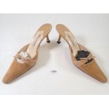 A pair of Manolo Blahnik ladies beige suede shoes, size 36.5