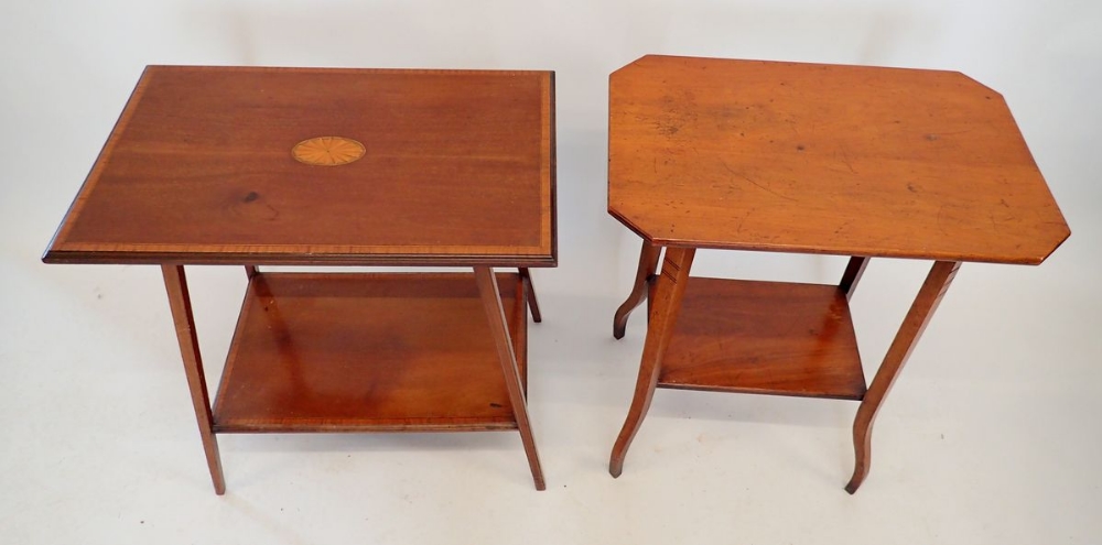 Two Edwardian mahogany occasional tables, largest 66 x 41cm - Bild 2 aus 2