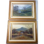 A pair of Victorian reversed painted on glass landscapes, 20 x 30cm