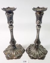 A pair of Art Nouveau silver plated candlesticks, 26cm tall