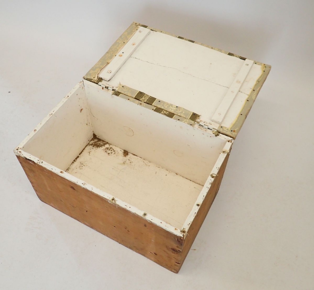 An old pine box with upholstered top, 56 x 35 x 33cm - Image 2 of 2