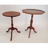 Two small mahogany reproduction wine tables, largest 49cm diameter