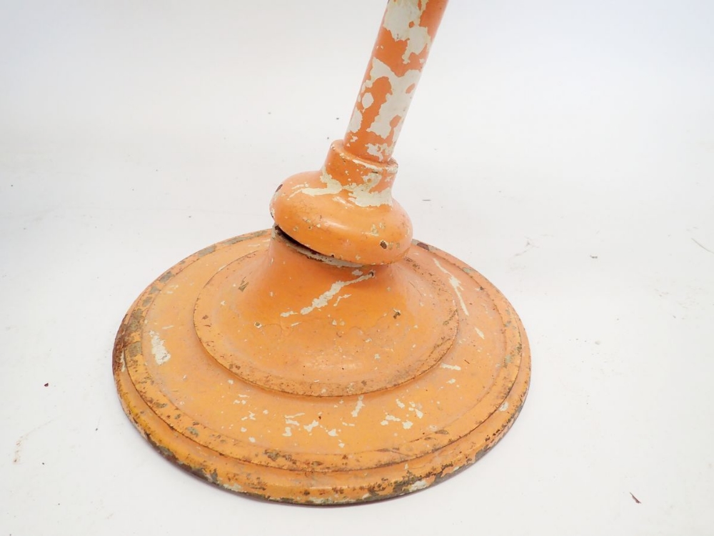 A French early 20th century dentists stool with swivel seat on metal stem with flexible ball joint - Image 3 of 3