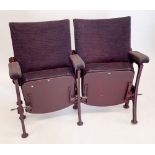 Two cast iron and upholstered theatre seats from Malvern Theatre