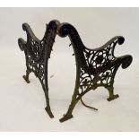 A pair of Victorian cast iron bench ends