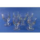 Six antique small rummer glasses