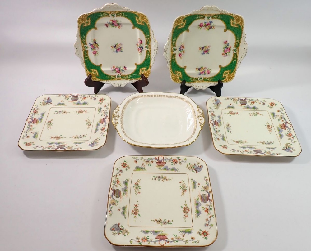 Three Royal Worcester cake plates and three other cake plates