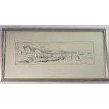 Leslie Moffat Ward - pencil drawing, Bournemouth, with gallery label to verso, 9.5 x 35cm