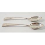 A pair of silver dessert spoons, Exeter by Joseph Hicks, circa 1800, 17.5cm, 56g