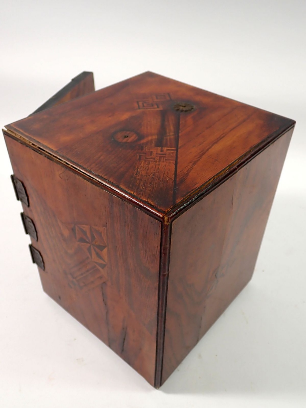 A Japanese marquetry box with three small drawers, 14.5 x 14.5 x 18cm - Image 3 of 3