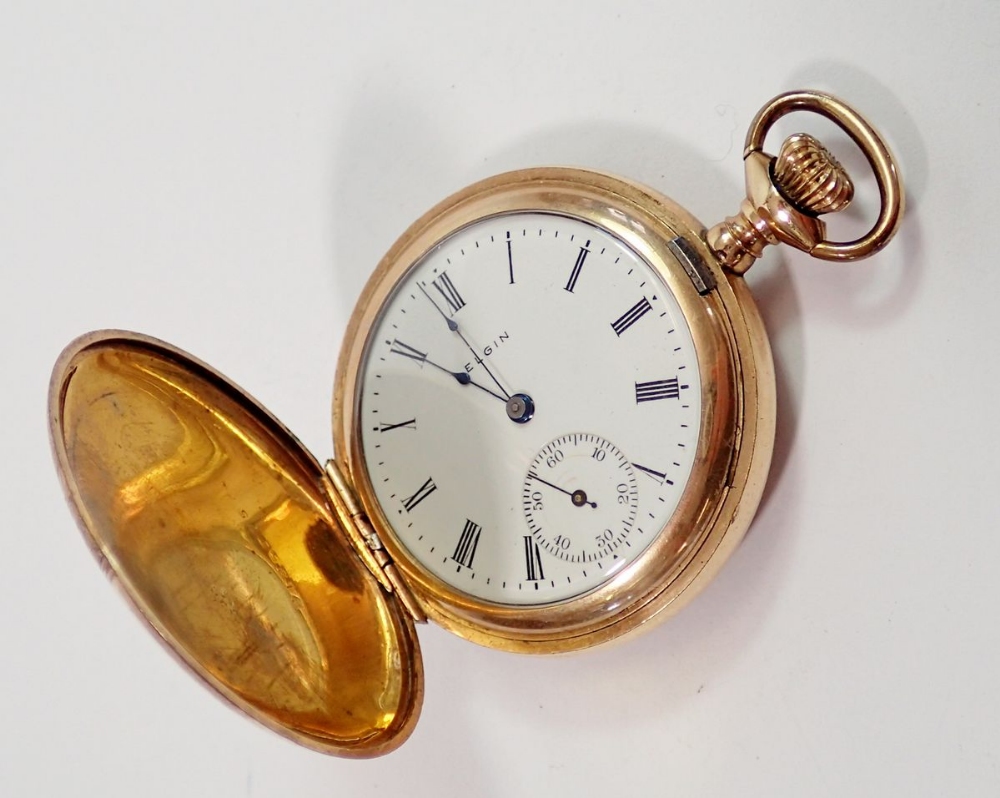 An Elgin gold plated pocket watch with engraved bird and foliage decoration - Image 2 of 2