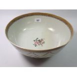 A Chinese 18th century large bowl painted swags of flowers to exterior and spray of flowers to