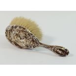 An Edwardian silver baby's hairbrush embossed Art Nouveau woman's head, by Levi & Salaman,