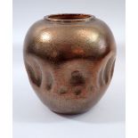 An Elton copper crackle glaze vase with dimpled band to centre, 21cm tall