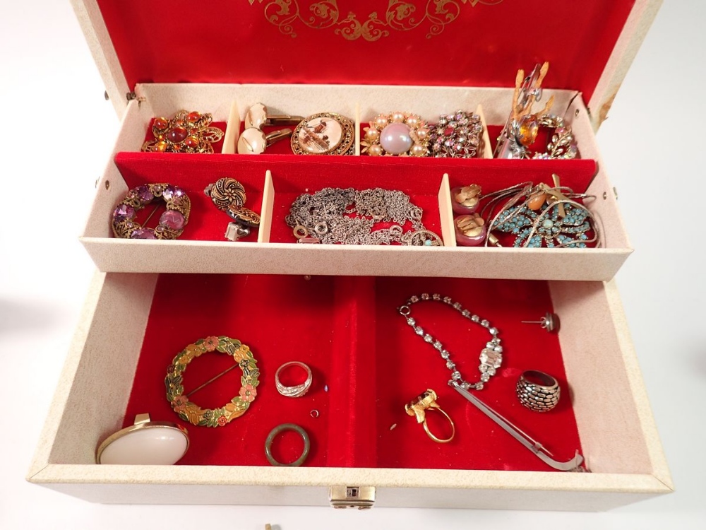 A jewellery box of costume jewellery including silver St Christopher and chain - Image 2 of 2